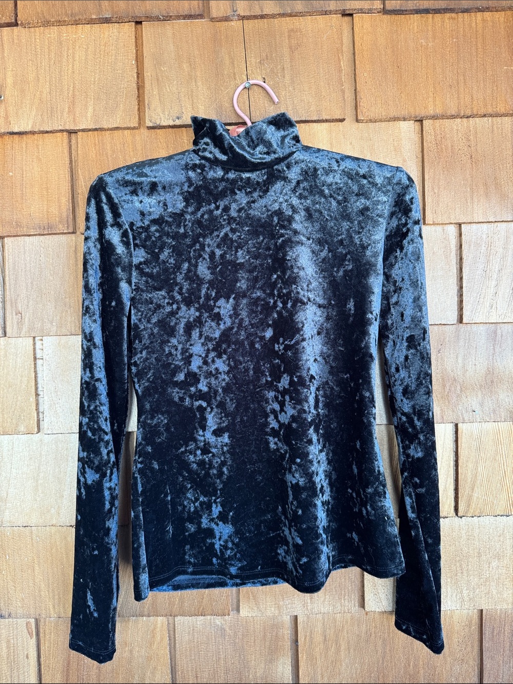 1. State Black Crushed Velvet Long Sleeve Turtleneck